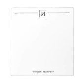 Modernes Minimalistisches Schwarzes Monogramm-Quad Notizblock (Vorderseite)
