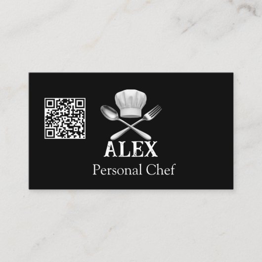 Modernes minimalistisches schwarzes QR-Code-Design Visitenkarte (Vorderseite)