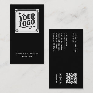Modernes minimalistisches schwarzes QR-Code-Logo S Visitenkarte