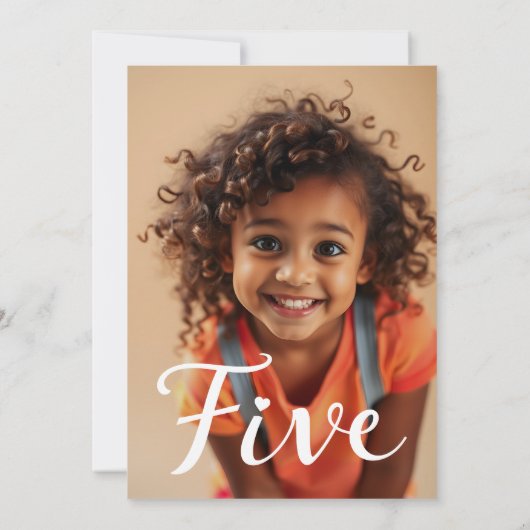 Modernes Minimalistisches Schwarzes Script 5. Gebu Einladung (Rückseite)