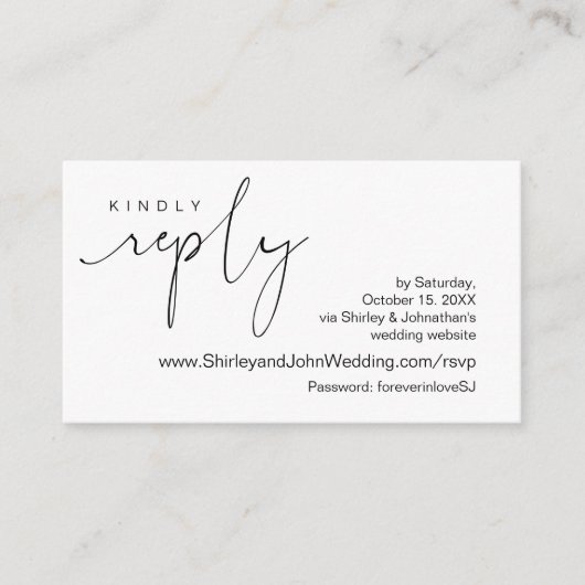 Modernes Minimalistisches, Schwarzes Script, Onlin Begleitkarte (Vorderseite)