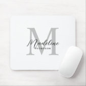 Modernes Minimalistisches Schwarzes Script, Weiß G Mousepad (Mit Mouse)