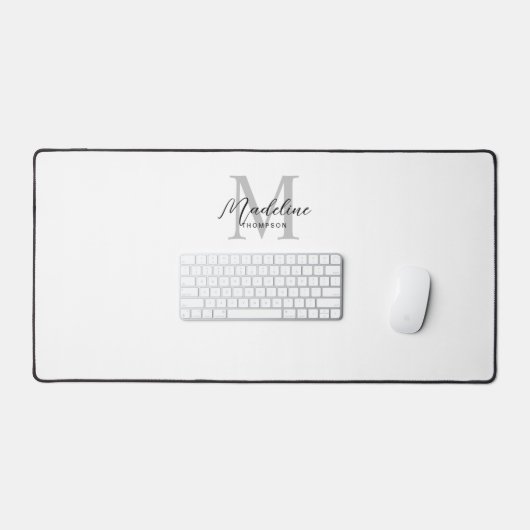 Modernes Minimalistisches Schwarzes Script, Weiß G Schreibtischunterlage (Tastatur & Maus)