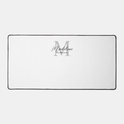 Modernes Minimalistisches Schwarzes Script, Weiß G Schreibtischunterlage (Vorderseite)