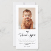 Modernes Minimalistisches Schwarzes Script zum Geb Dankeskarte (Vorderseite)