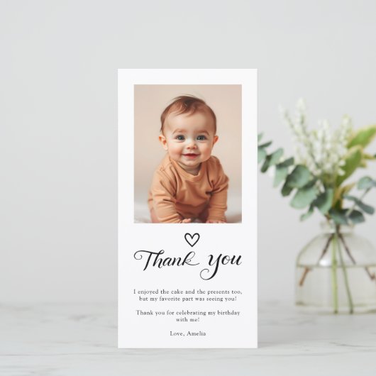 Modernes Minimalistisches Schwarzes Script zum Geb Dankeskarte (Stehend Vorderseite)