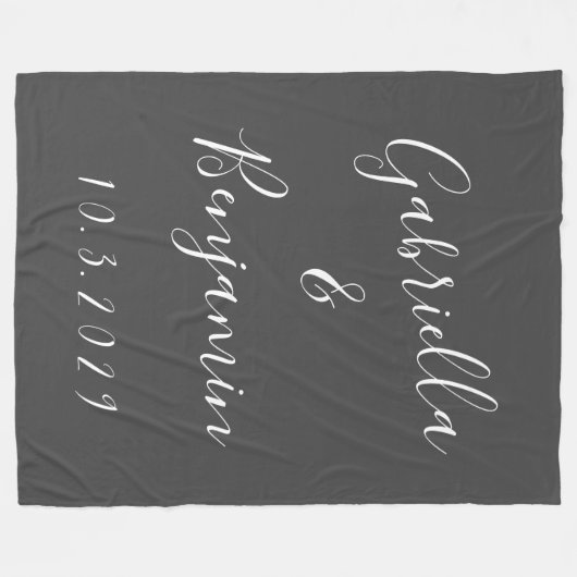 Modernes Minimalistisches Schwarzes Skript - Ehepa Fleecedecke (Vorderseite (Horizontal))