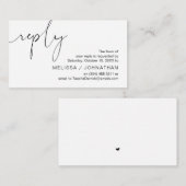 Modernes Minimalistisches Schwarzes Skript, Hochze Begleitkarte (Vorne/Hinten)