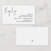 Modernes Minimalistisches Schwarzes Skript, Hochze Begleitkarte (Vorne/Hinten)