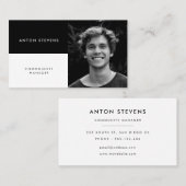 Modernes, minimalistisches Schwarzweiß-Foto Visitenkarte (Vorne/Hinten)