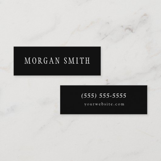 Modernes Minimalistisches Schwarzweiss Mini Visitenkarte (Vorne/Hinten)