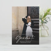 Modernes Minimalistisches Script 2 Foto Abschluss Ankündigung (Stehend Vorderseite)