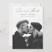 Modernes Minimalistisches Script 2 Foto Hochzeit Dankeskarte (Vorderseite)