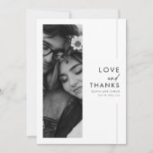 Modernes Minimalistisches Script 3 Foto Hochzeit Dankeskarte (Vorderseite)