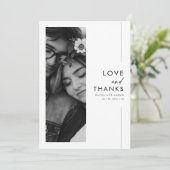 Modernes Minimalistisches Script 3 Foto Hochzeit Dankeskarte (Stehend Vorderseite)