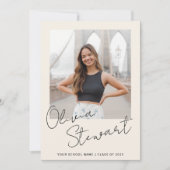 Modernes Minimalistisches Script Abschluss Foto Ankündigung (Vorderseite)