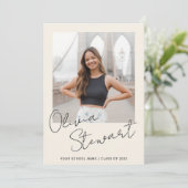 Modernes Minimalistisches Script Abschluss Foto Ankündigung (Stehend Vorderseite)