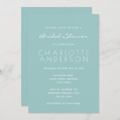 Modernes Minimalistisches Script Aqua Brautparty Einladung (Vorne/Hinten)