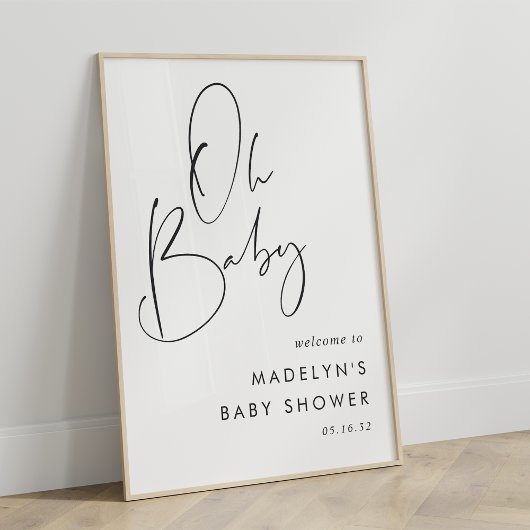 Modernes Minimalistisches Script Baby Dusche Begrü Poster