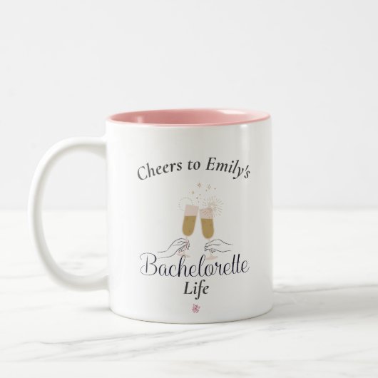 Modernes Minimalistisches Script Bachelorette Indi Zweifarbige Tasse (Links)