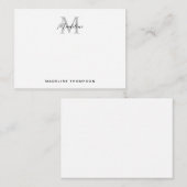 Modernes Minimalistisches Script Black Gray Monogr Mitteilungskarte (Vorne/Hinten)