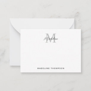 Modernes Minimalistisches Script Black Gray Monogr Mitteilungskarte