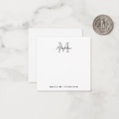 Modernes Minimalistisches Script Black Gray Monogr Mitteilungskarte (Vorderseite/Rückseite Beispiel)