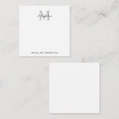 Modernes Minimalistisches Script Black Gray Monogr Mitteilungskarte (Vorne/Hinten)