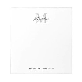 Modernes Minimalistisches Script Black Gray Monogr Notizblock