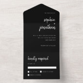 Modernes Minimalistisches Script Black | Hochzeit All In One Einladung (Innen Boden)