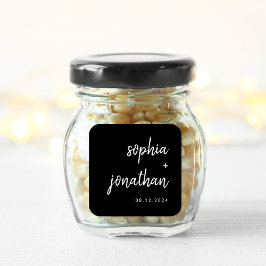 Modernes Minimalistisches Script Black | Hochzeit Quadratischer Aufkleber