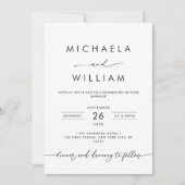 Modernes Minimalistisches Script Black & White Wed Einladung (Vorderseite)