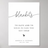 Modernes Minimalistisches Script-Blanket-Hochzeits Poster (Vorne)