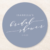 Modernes Minimalistisches Script Blue Brautparty C Runder Pappuntersetzer (Vorderseite)