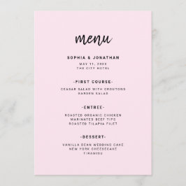 Modernes Minimalistisches Script-Blush | Hochzeit Menükarte