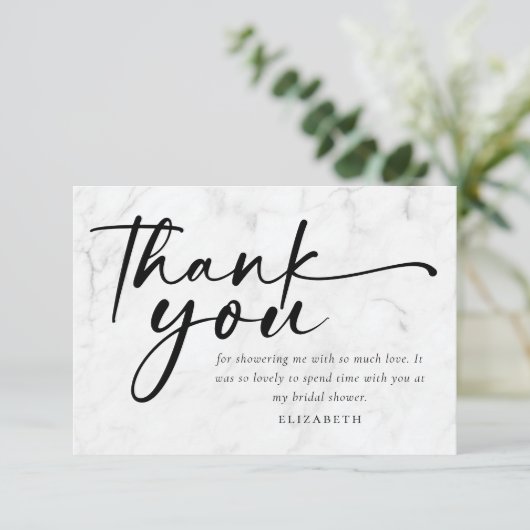 Modernes Minimalistisches Script-Brautparty Dankeskarte (Stehend Vorderseite)