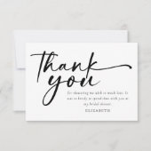 Modernes Minimalistisches Script-Brautparty Dankeskarte (Vorderseite)