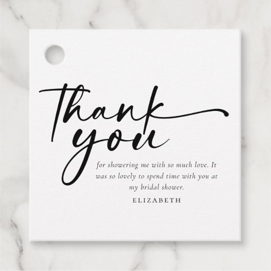 Modernes Minimalistisches Script-Brautparty Geschenkanhänger (Vorderseite)