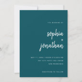 Modernes Minimalistisches Script Deep Aquamarin | Einladung (Vorderseite)