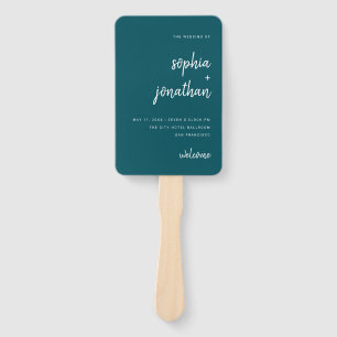 Modernes Minimalistisches Script Deep Aquamarin Fächer