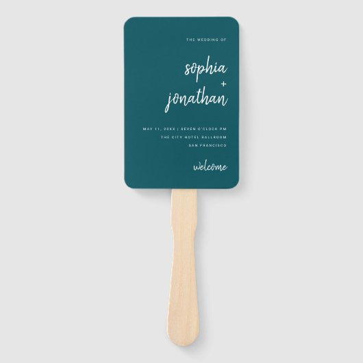 Modernes Minimalistisches Script Deep Aquamarin |  Fächer (Vorderseite)