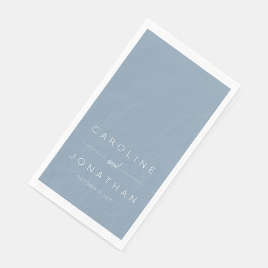 Modernes Minimalistisches Script Dusty Blue Custom Serviette (Ecke)