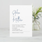 Modernes Minimalistisches Script Dusty Blue | Hoch Einladung (Stehend Vorderseite)
