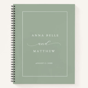 Modernes Minimalistisches Script Dusty Green Weddi Notizblock