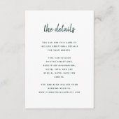 Modernes Minimalistisches Script Emerald | Angaben Begleitkarte (Vorderseite)