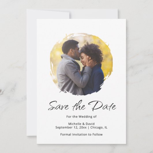 Modernes Minimalistisches Script-Foto Boho Wedding Save The Date (Vorderseite)