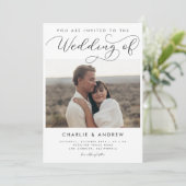 Modernes Minimalistisches Script Foto QR Code Hoch Einladung (Stehend Vorderseite)