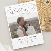 Modernes Minimalistisches Script Foto QR Code Hoch Einladung