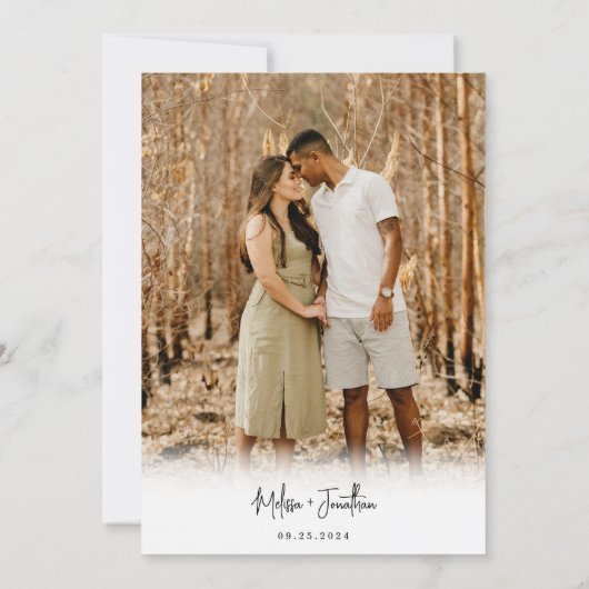 Modernes Minimalistisches Script Foto QR Code Hoch Einladung (Rückseite)