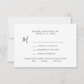 Modernes Minimalistisches Script Gold Wedding RSVP (Rückseite)